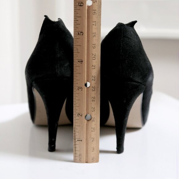 Vintage Gino Ferra Art Deco Black Suede Pumps - Women's Size 5 - Picture 5 of 8